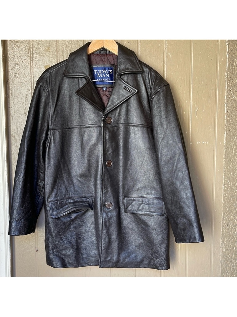 Today’s Man Men's Black Leather Coat Size S
